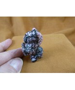 (Y-HOR-RE-568) Rearing Pink Black Rhodonite HORSE figurine GEMSTONE hors... - $25.64 CAD