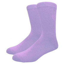 Solid Color Crew Cotton Dress Socks - Lilac - £4.57 GBP