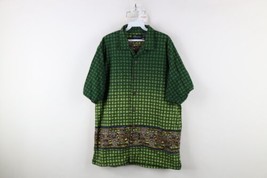 Vtg Y2K 90s Streetwear Mens Large Faded Looped Collar Tiki Hawaiian Button Shirt - $54.40