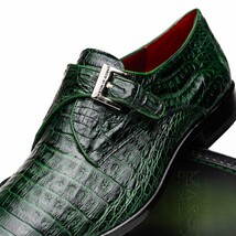 Rovigo Genuine Caiman Crocodile Monk Strap Forest Green image 3
