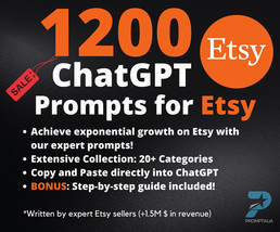 1200+ ChatGPT Prompts for Etsy Sellers| Etsy Success | Etsy Listing Opti... - £3.13 GBP