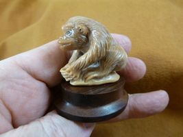 (tb-mon-5) tan Gorilla Tagua NUT palm figurine Bali detailed ape Monkey - $48.35