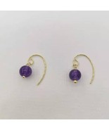 Natural Stone Geniune Amethyst Earrings Purple Violet Gemstones 14K Gold... - £10.68 GBP