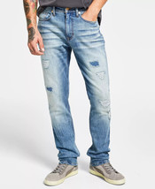 Heroes Motors Men&#39;s Slim-Straight Fit Distressed Jeans in Henderson Blue... - £35.29 GBP
