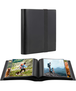 5X7 Photo Album Holds 64 Photos Black Inner Pages with Strong Elastic Ba... - $13.11