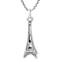 Beautifully Elegant 3-Dimensional Eiffel Tower Sterling Silver Pendant Necklace - £14.63 GBP
