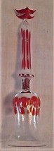 RARE Red Enamel Glass Bell w/ Red Bird on Top 7 1/4&quot; - £43.90 GBP