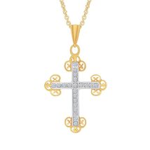 Moissanite Vintage Style Cross Pendant Necklace for Women in 14k Yellow ... - $51.42