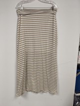 Lily White Size L Large Maxi Skirt Tan White Striped Long Modest - £11.67 GBP