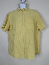Old Navy Yellow Linen Blend Button Up Shirt Short Sleeve Mens Size Large L - £8.79 GBP