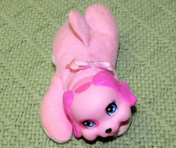 Vintage Puppy Surprise Baby Dog Mini Plush Pink White Belly 4.5&quot; Spotted Eye Toy - £8.63 GBP