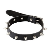 Spike Adult Collar Pendant Choker Black Necklace Punk Goth Fetish Leather Unisex - £7.93 GBP