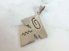 Women&#39;s Vintage Estate Sterling Silver Modernist Pendant 5.7g E5937 - £23.74 GBP