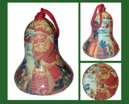 Vintage Santa Christmas Ornaments Paper Mache LOT (4) Bell - £10.22 GBP