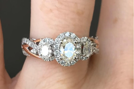 Vera Wang Love Collection Oval Cut Diamond Three Stone Engagement Wedding Ring i - $65.65