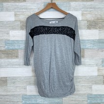 Old Navy Maternity Lace Dolman Tee Gray Black Stretch Casual Womens Medium - £9.33 GBP