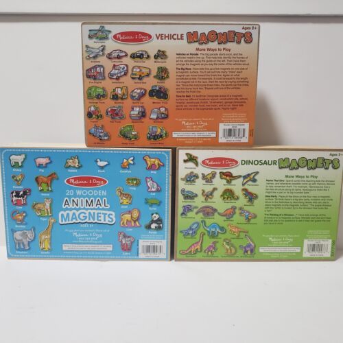 Melissa & Doug Magnets 3 Sets Dinosaurs Vehicles Animals Ages 2 Plus - £13.20 GBP