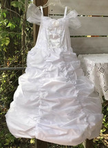 Girl&#39;s Sz 5-6 Wedding Bride Dress Full Ball Gown Costume Sparkle White Crinoline - £24.74 GBP