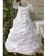 Girl&#39;s Sz 5-6 Wedding Bride Dress Full Ball Gown Costume Sparkle White C... - $30.86