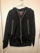 Superdry Mens Medium Windbreaker Full Zip Black Hoodie Jacket Zippered P... - £17.40 GBP