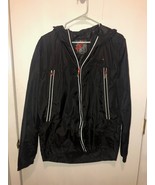 Superdry Mens Medium Windbreaker Full Zip Black Hoodie Jacket Zippered P... - $21.77