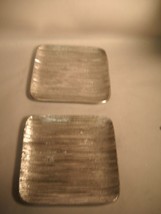 SET OF 2 Silver SQUARE Modern TREE Bark Design SERVING TRAY for Hors d’o... - $20.35
