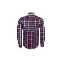 Men Makrom Turkey Soft Cotton Shirt 5403-02 English Plaid Wine Blue Slim Fit New image 3