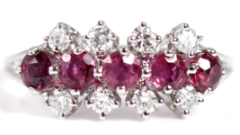 VINTAGE RUBY &amp; 0.50CTW DIAMOND 14K WHITE GOLD RING SIZE 5.75 POLISHED - $598.65