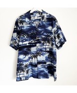 Vtg RJC Hawaiian Shirt Mens Blue Night Tropic Beach Palm Tree Cotton Haw... - £23.58 GBP