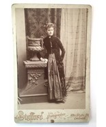 Antique Cabinet Card Lovely Young Lady Woman Victorian Attire Stafford C... - $18.00