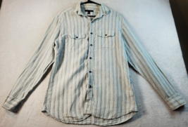 Banana Republic Shirt Mens Medium Multi Striped 100% Linen Collared Button Down - £11.67 GBP