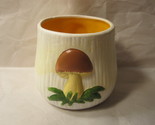 vintage mini 2.5&quot; tall Mushroom Canister Jar- White w/ Orange interior, ... - $15.00