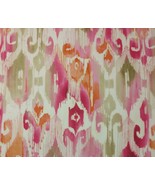 BALLARD DESIGNS MILLIE PINK ORANGE ABSTRACT IKAT WATERCOLOR FABRIC BY YA... - £14.38 GBP