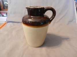 Vintage Brown &amp; Beige Ceramic Pitcher 6&quot; Tall (M) - £31.38 GBP