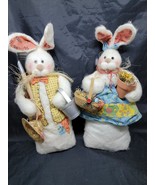 Mr &amp; Mrs Easter Bunny Rabbit Plush Spring Country Bunnies  Weighted Bottom - $18.50