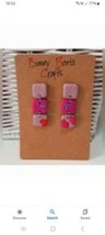 Pink Dangly Fimo polymer clay earrings brand new - £7.59 GBP