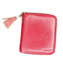 Womens Credit Card Holder Wallet RED Zip Pebble Leather Card Case RFID B... - $21.55