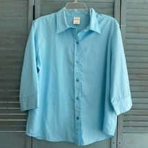 Blair Button Up Collared Shirt ~ Sz L ~ Blue  ~ 3/4 Sleeve - £13.61 GBP