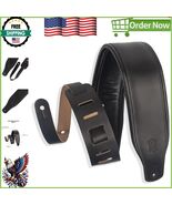 Durable Black Leather Guitar Strap with 1/4&quot; Foam Padding - 3&quot; Wide &amp; Ad... - $958.43 MXN