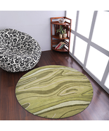 Rugsotic Carpets Hand Tufted Wool Round Area Rug Abstract - £494.98 GBP