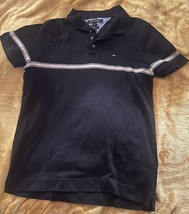TOMMY HILFIGER Womens Slim Fit Polo Shirt Medium Black Cotton - $12.74