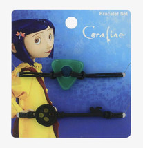 Coraline Black Key And Green Seeing Stone BFF Best Friend Cord Bracelet Set - £17.00 GBP