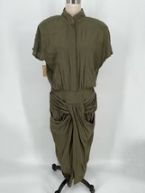 Vintage Deadstock Rabbit Design Draped Shirt Dress Sz 12 Drab Olive Green  - £39.02 GBP
