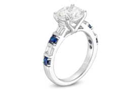 2Ct Vera Wang 14k White Gold Lab Created Diamond Blue Sapphire Engagement Ring - £728.30 GBP