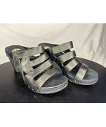 Dansko Nigella Black Leather Strappy Flower Sandal Mule Heel Women’s  37... - $35.00