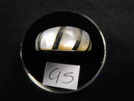 Vtg Southwest Style Abalone Nacre Mother Pearl Cocktail Ring Sterling Silver 6.5 - £31.27 GBP