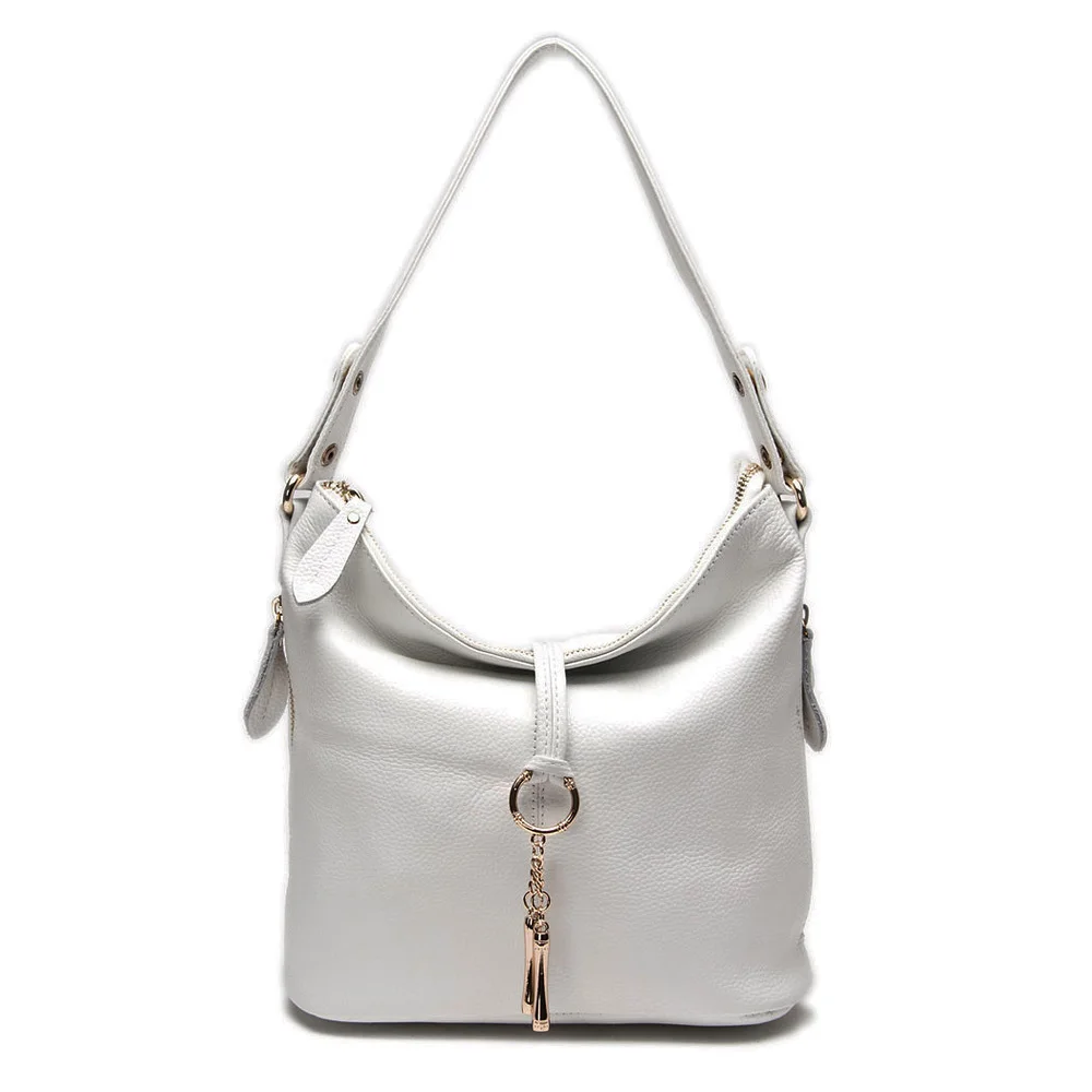 Elegant Women Shoulder Bag 100% Genuine Leather White Hobos Handbag Lady Messeng - £75.51 GBP