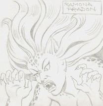 Ramona Fradon Signed JSA DC Comics Original Wonder Woman Art Sketch ~ Cheetah - $197.99