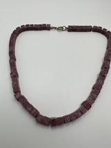 Antique 16&quot; X 6mm Purple Bead Square Necklace NB2 - £40.16 GBP