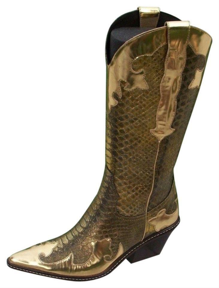 Donald Pliner Western Metalic Pitone Snake Leather Boot Shoe New Signature $695  - $278.00